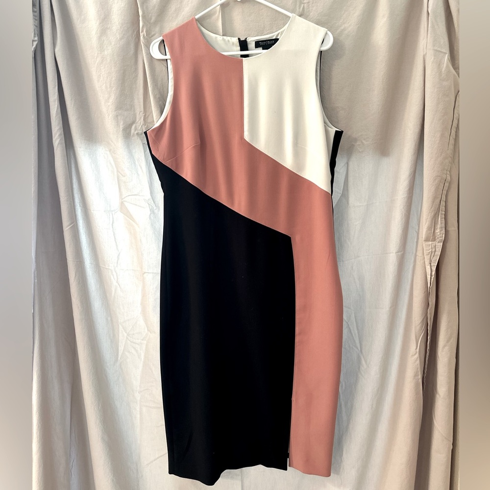 White House Black Market Black, Blush & White Colorblock Sheath Dress
